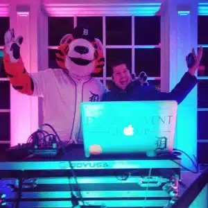 Encore Event Group DJ with Detroit Tigers Paws Encore Event Group DJ with Detroit Tigers Paws