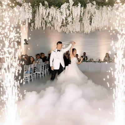 first_dance_fireworks_cloud Louisville first dance with cloud effect and indoor spark effects