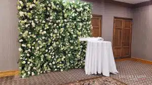 green flower wall at wedding min scaled green flower wall at wedding min scaled