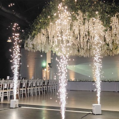 Indoor wedding spark fountain send-off Louisville Southern Indiana