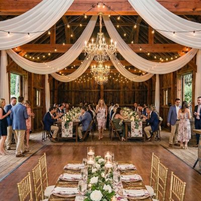 Rustic barn wedding lit with outdoor string lights in Kentuckiana Rustic barn wedding lit with outdoor string lights in Kentuckiana