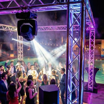 students on dance floor louisville prom lighting package