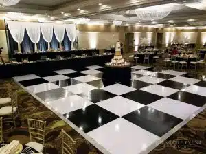 black white floor with cake in center min black white floor with cake in center min