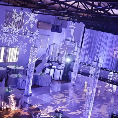 Breakup pattern gobo projections, Kentuckiana wedding walls