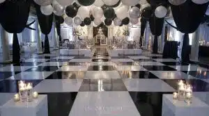 checkered floor with runway at party min scaled checkered floor with runway at party min scaled