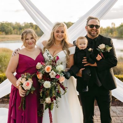 Wedding reception with outdoor string lighting and décor Wedding reception with outdoor string lighting and event decor