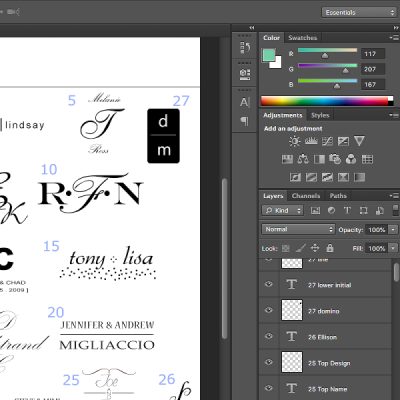 Custom wedding gobo design mockup for Kentuckiana name light