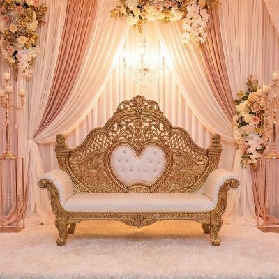 Gold sweetheart loveseat for Southern Indiana weddings Gold sweetheart loveseat for Southern Indiana weddings