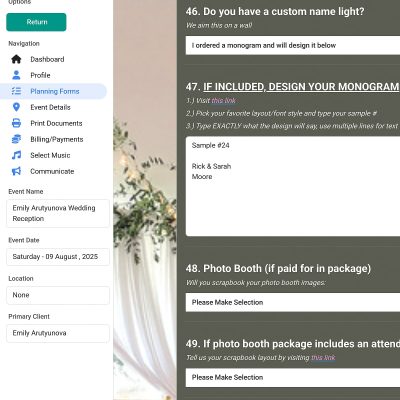 Online form for custom gobo lighting design approval