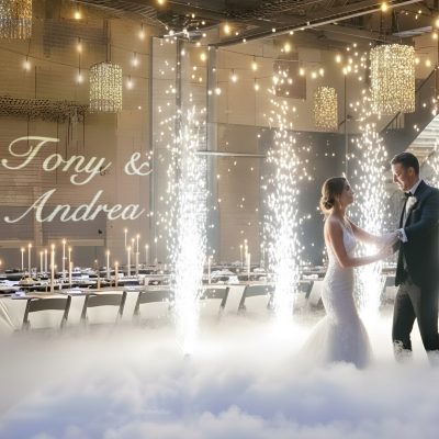 Wedding gobo and monogram lighting bundle with uplights and décor
