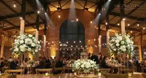rustic string lights at industrial wedding scaled rustic string lights at industrial wedding scaled