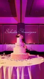 southern indiana gobo behind headtable with cake southern indiana gobo behind headtable with cake