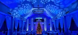 chandeliers for winter wedding with draping min scaled chandeliers for winter wedding with draping min scaled