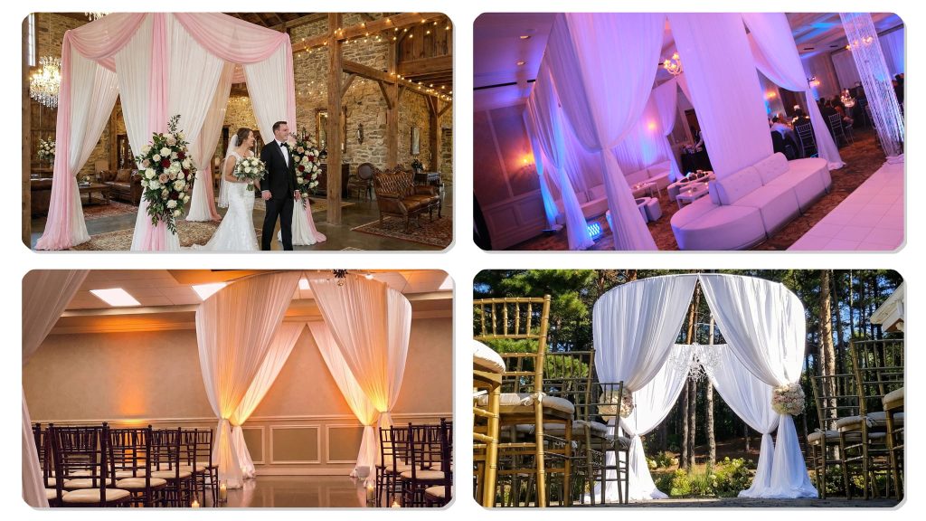 Ceremony chuppah backdrop draping for weddings