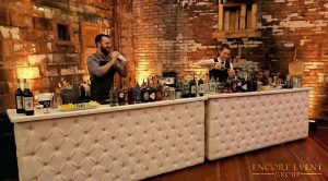 encore white leather bar rental industrial building scaled