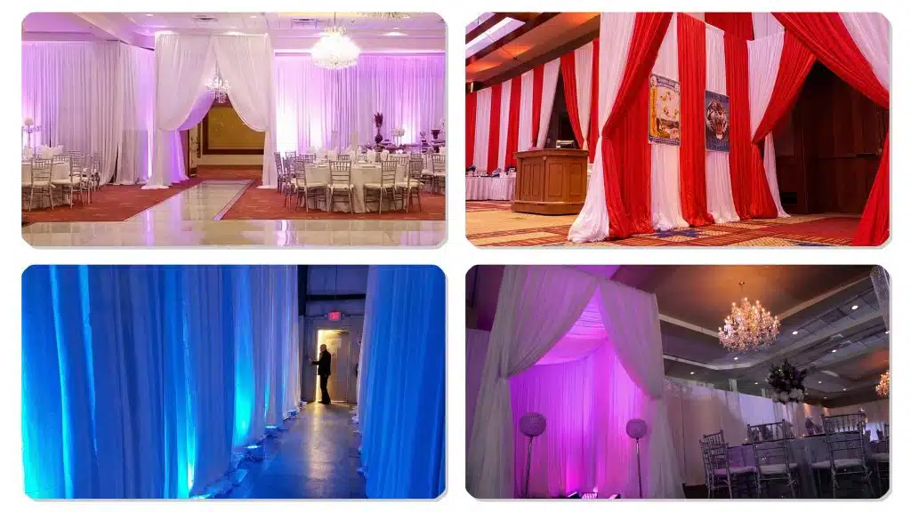 Wedding tunnel draping with fabric ceilings enhance entrances Wedding tunnel draping with fabric ceilings enhance entrances