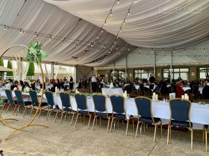 string light setup in engineered tent min