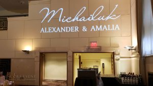 wall monogram at wedding scaled