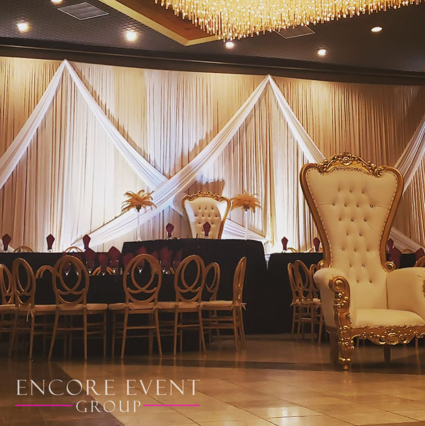 White Lounge Furniture Rentals Michigan Wedding DJ, Uplighting, Pipe