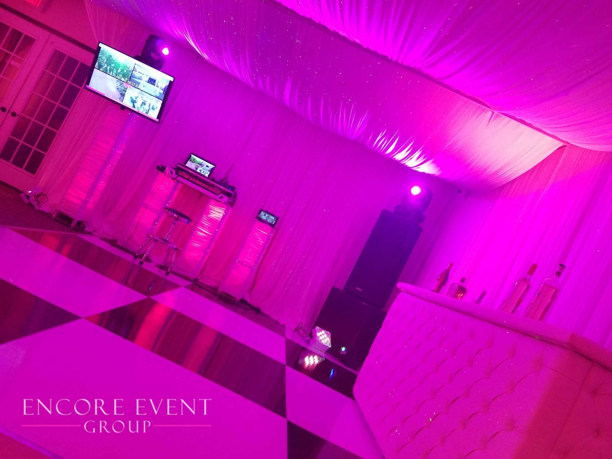 White Lounge Furniture Rentals Michigan Wedding DJ, Uplighting, Pipe